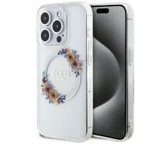 Original   GUESS GUHMP15XHFWFCT  iPhone 15 Pro Max (Compatible with Magsafe / Flowers Wreath /  priesvitný)